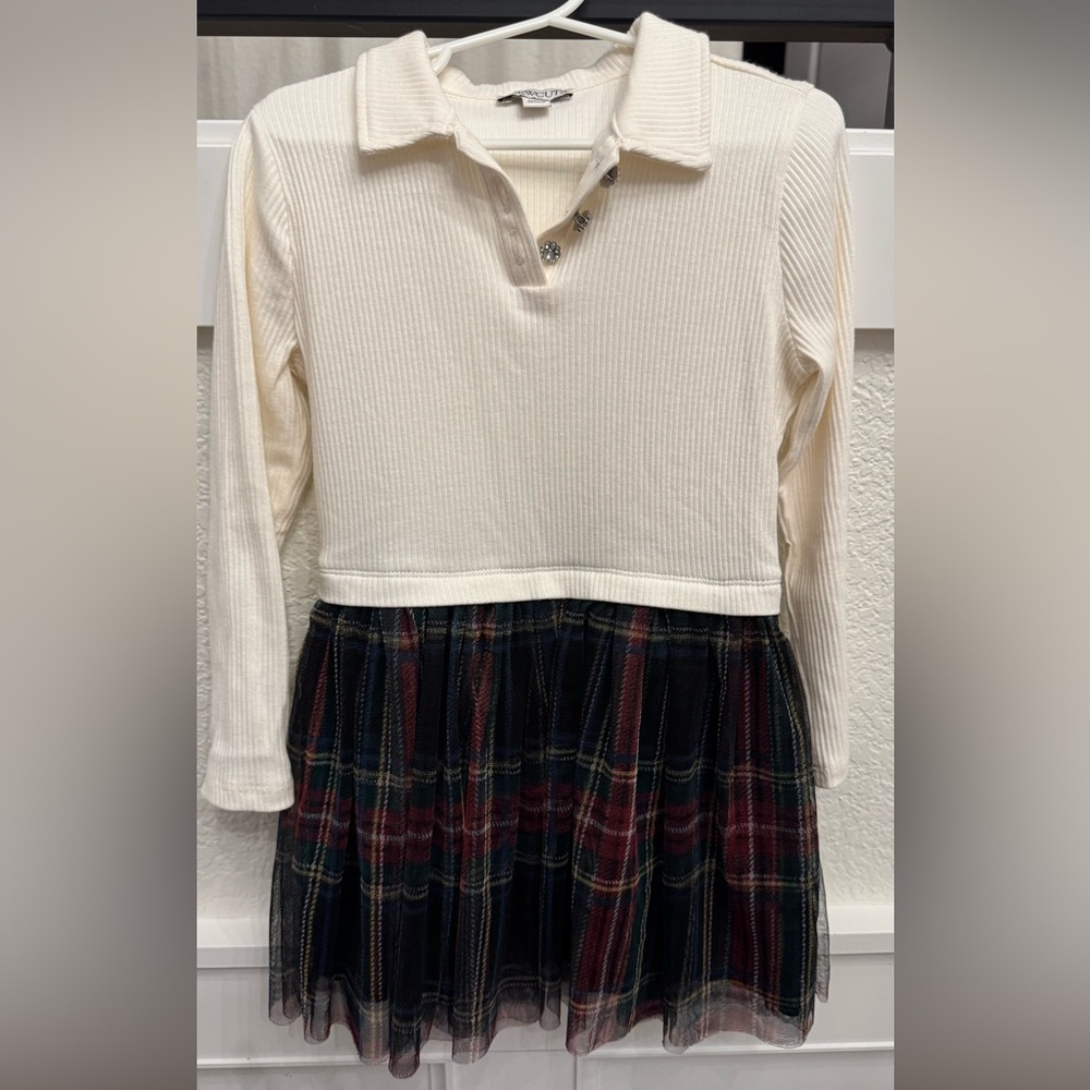 J. Crew Girls' Tartan Tulle Dress - White and Multicolor